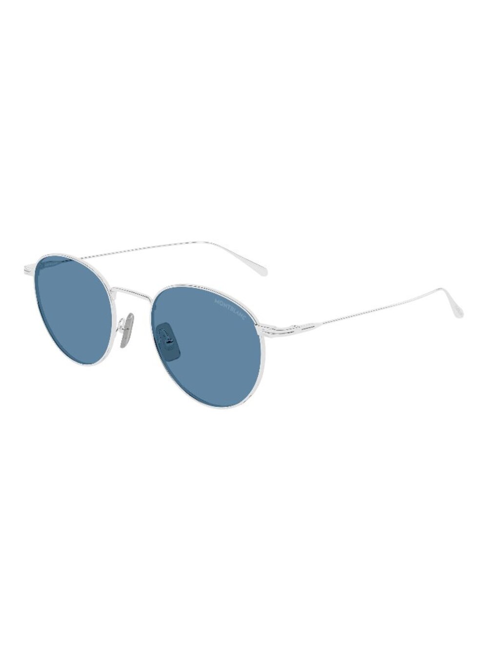 New Montblanc Men's Sunglasses Silver Blue Lens Metal Frame MB0473S 005 50